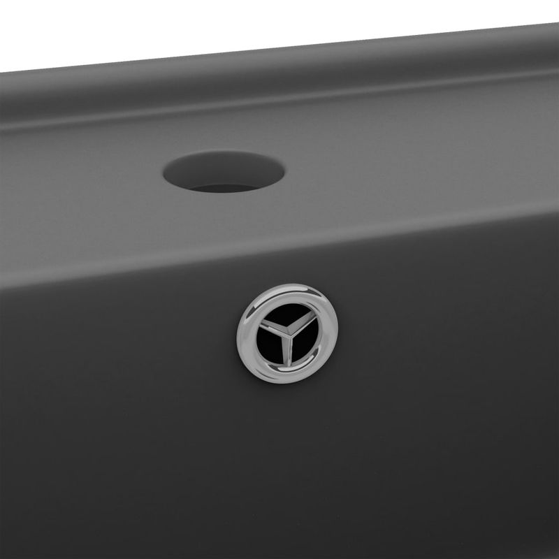 Casa si Gradina - Sanitare - Lavoar baie si accesorii - Lavoare si piedestale - Chiuveta lux cu preaplin gri inchis mat 41x41cm ceramica patrat - Infinity.ro