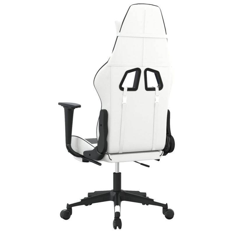 PC, gaming si accesorii - Gaming - Accesorii gaming - Scaune gaming - Scaun de gaming cu suport picioare, alb/negru, piele ecologica - Infinity.ro