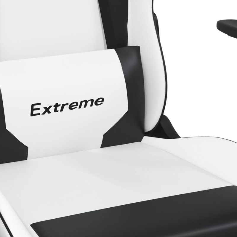 PC, gaming si accesorii - Gaming - Accesorii gaming - Scaune gaming - Scaun de gaming cu suport picioare, alb/negru, piele ecologica - Infinity.ro