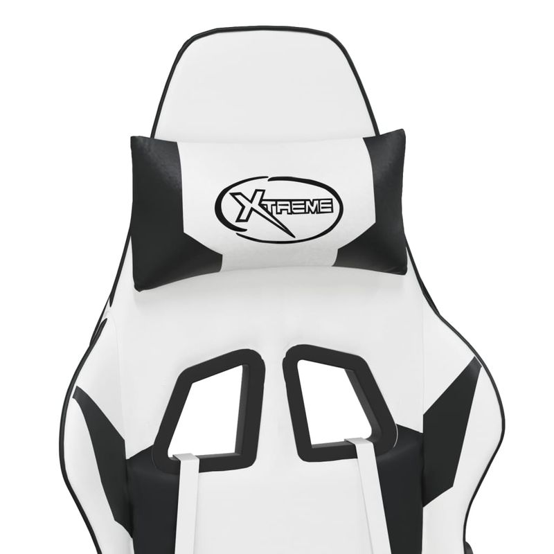 PC, gaming si accesorii - Gaming - Accesorii gaming - Scaune gaming - Scaun de gaming cu suport picioare, alb/negru, piele ecologica - Infinity.ro