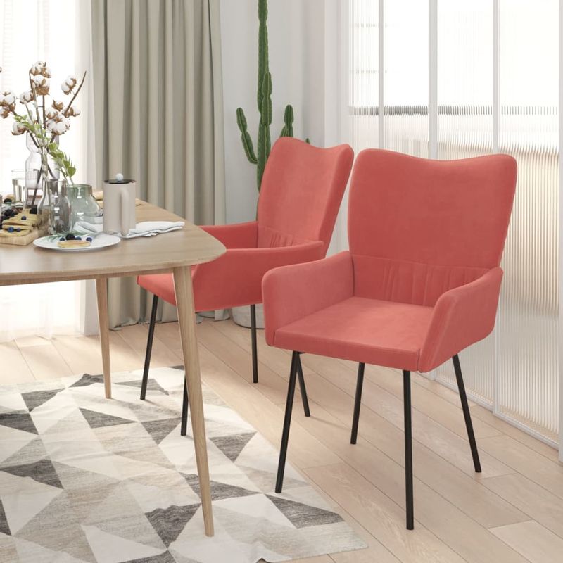 Casa si Gradina - Mobilier - Scaune si fotolii - Scaune - Scaune de bucatarie, 2 buc., roz, catifea - Infinity.ro