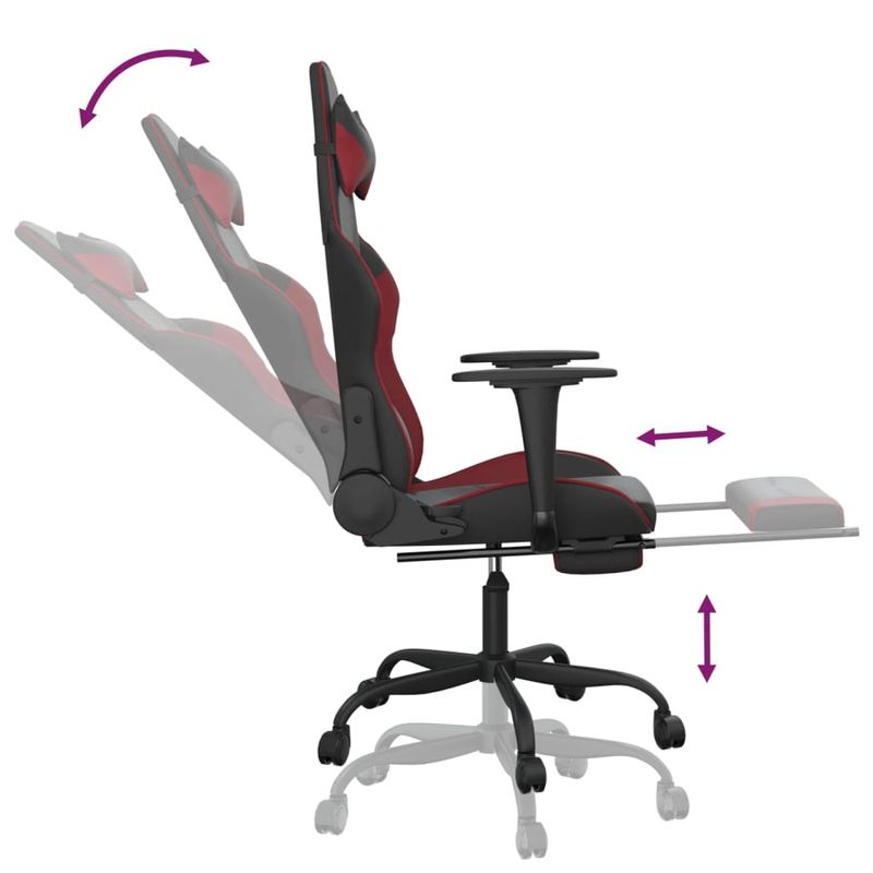 PC, gaming si accesorii - Gaming - Accesorii gaming - Scaune gaming - Scaun de gaming masaj/suport picioare negru/rosu vin piele eco - Infinity.ro