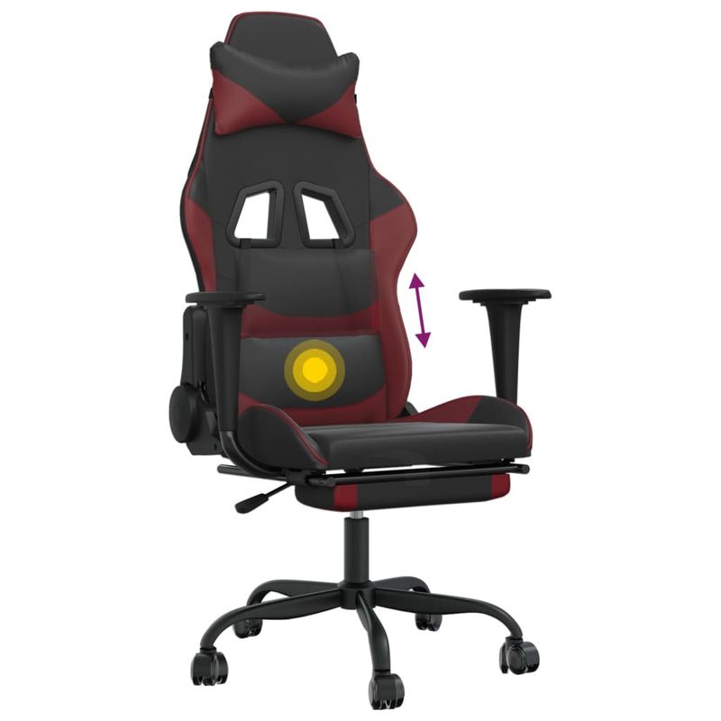 PC, gaming si accesorii - Gaming - Accesorii gaming - Scaune gaming - Scaun de gaming masaj/suport picioare negru/rosu vin piele eco - Infinity.ro