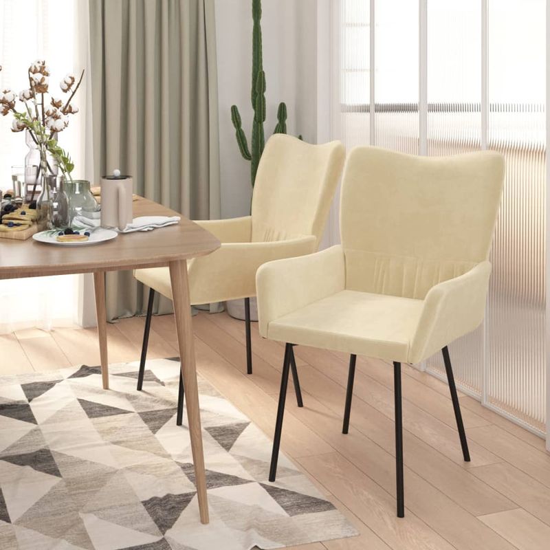 Casa si Gradina - Mobilier - Scaune si fotolii - Scaune - Scaune de bucatarie, 2 buc., crem, catifea - Infinity.ro