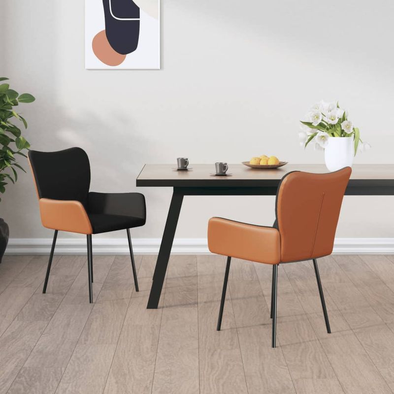 Casa si Gradina - Mobilier - Scaune si fotolii - Scaune - Scaune de bucatarie, 2 buc., negru, textil si piele ecologica - Infinity.ro
