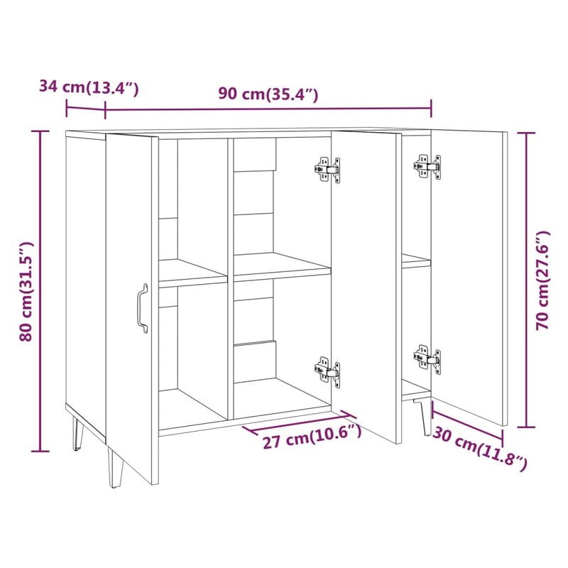 Casa si Gradina - Mobilier - Comode si corpuri - Comode - Servanta, alb, 90x34x80 cm, lemn compozit - Infinity.ro