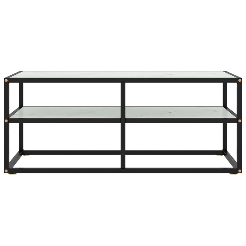 Casa si Gradina - Mobilier - Comode si corpuri - Comode - Dulap TV, negru cu sticla alba marmorata, 100x40x40 cm - Infinity.ro