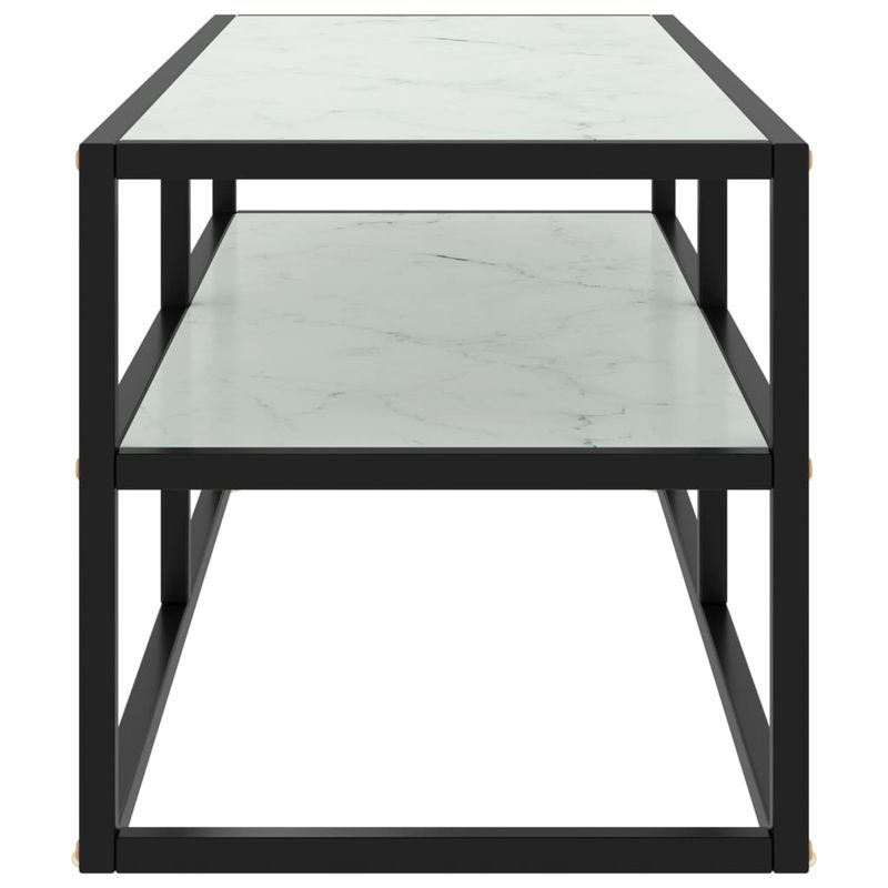 Casa si Gradina - Mobilier - Comode si corpuri - Comode - Dulap TV, negru cu sticla alba marmorata, 100x40x40 cm - Infinity.ro