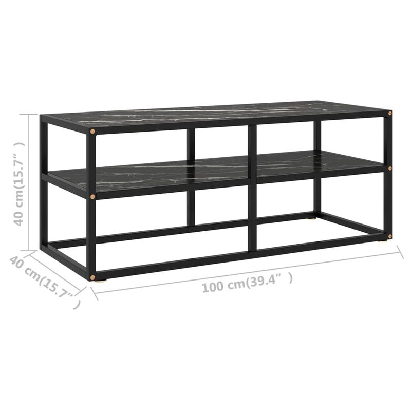 Casa si Gradina - Mobilier - Comode si corpuri - Comode - Dulap TV, negru, 100 x 40 x 40 cm, sticla de marmura neagra - Infinity.ro