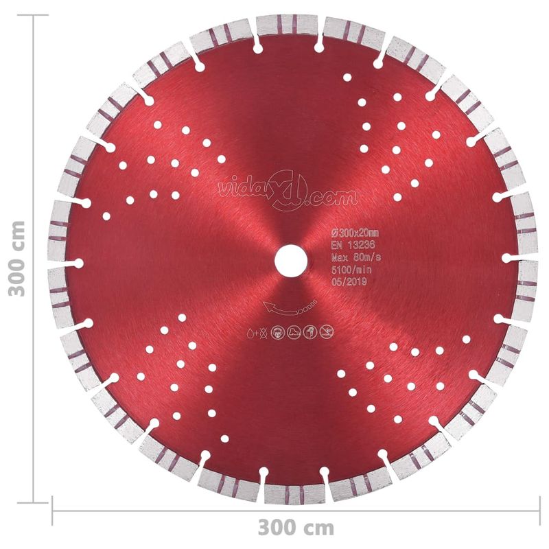 Casa si Gradina - Constructii - Scule electrice si accesorii - Accesorii polizare si slefuire - Disc diamantat de taiere cu segmente turbo și gauri otel 300 mm, mărime 300 mm/20 mm - Infinity.ro
