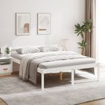 Casa si Gradina - Mobilier - Paturi si accesorii - Paturi - Pat pentru seniori mic single, alb, 150x200 cm, lemn masiv de pin - Infinity.ro
