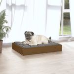 Petshop - Accesorii petshop - Culcusuri si custi - Culcusuri si saltele - Pat pentru caini, maro miere, 61,5x49x9 cm, lemn masiv pin - Infinity.ro
