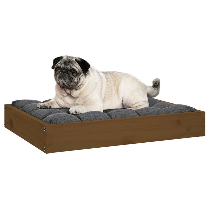 Petshop - Accesorii petshop - Culcusuri si custi - Culcusuri si saltele - Pat pentru caini, maro miere, 61,5x49x9 cm, lemn masiv pin - Infinity.ro