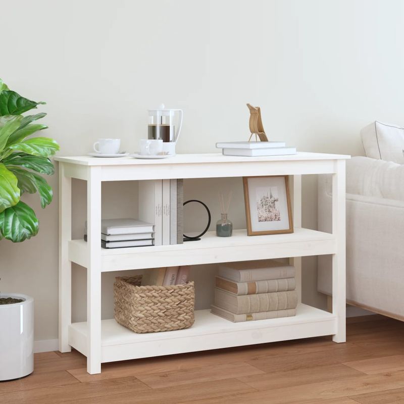 Casa si Gradina - Mobilier - Comode si corpuri - Console - Masa consola, alb, 110x40x74 cm, lemn masiv de pin - Infinity.ro