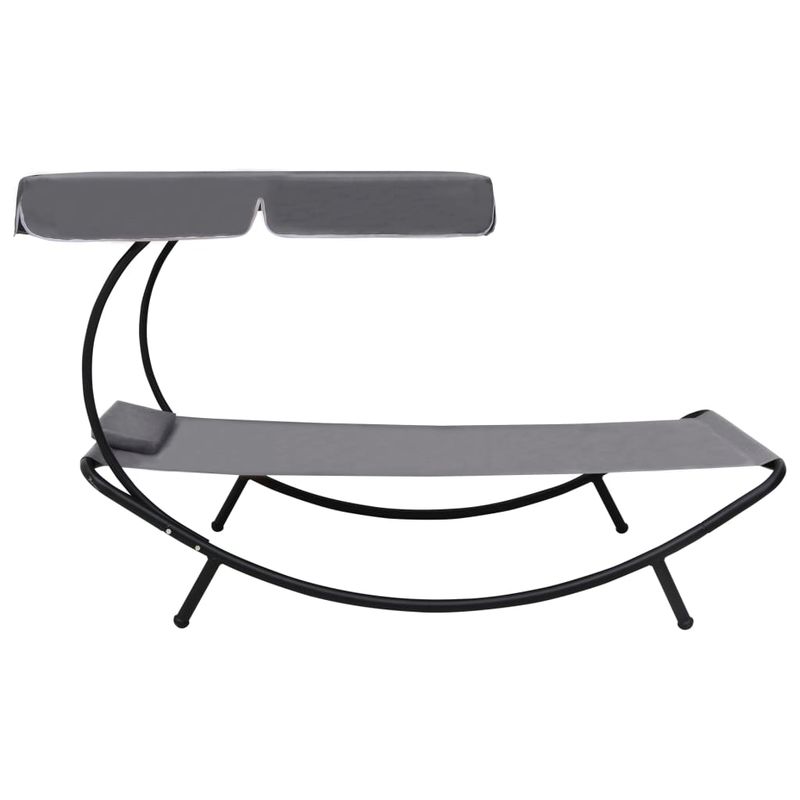 Casa si Gradina - Gradina si terasa - Mobilier exterior - Scaune si sezlonguri gradina - Pat sezlong de exterior cu baldachin si perna, gri - Infinity.ro