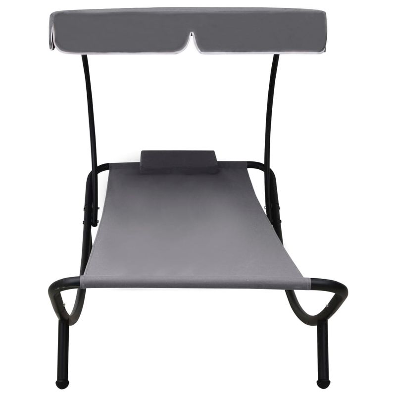 Casa si Gradina - Gradina si terasa - Mobilier exterior - Scaune si sezlonguri gradina - Pat sezlong de exterior cu baldachin si perna, gri - Infinity.ro
