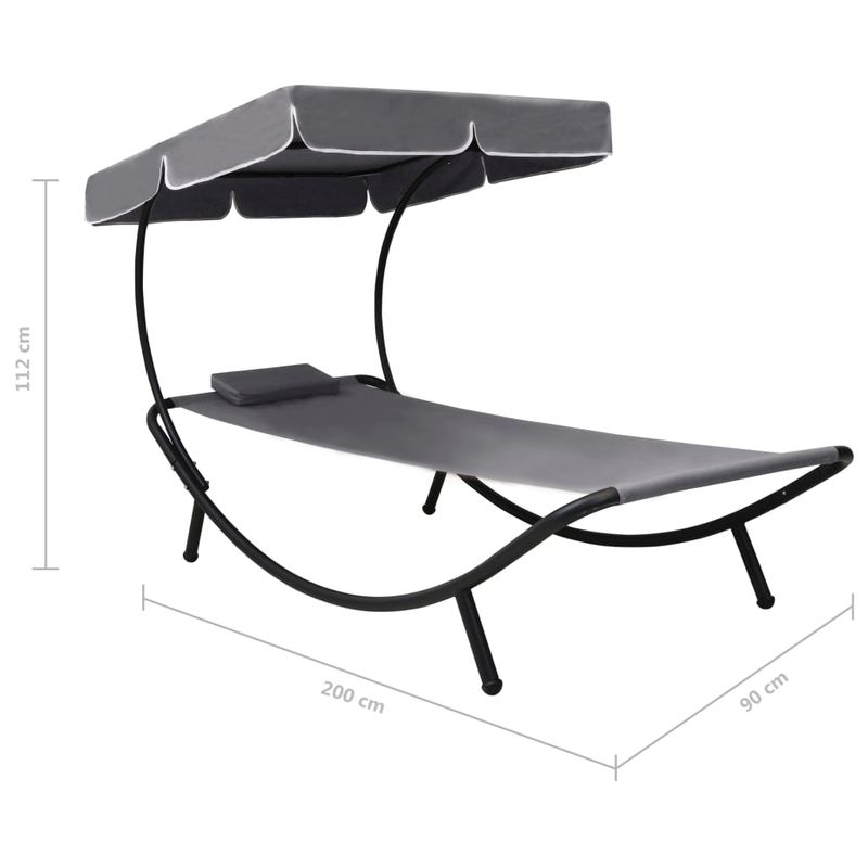 Casa si Gradina - Gradina si terasa - Mobilier exterior - Scaune si sezlonguri gradina - Pat sezlong de exterior cu baldachin si perna, gri - Infinity.ro