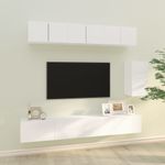 Casa si Gradina - Mobilier - Seturi de mobilier - Seturi living - Set dulap TV, 6 piese, alb, lemn prelucrat - Infinity.ro