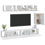 Casa si Gradina - Mobilier - Seturi de mobilier - Seturi living - Set dulap TV, 6 piese, alb, lemn prelucrat - Infinity.ro