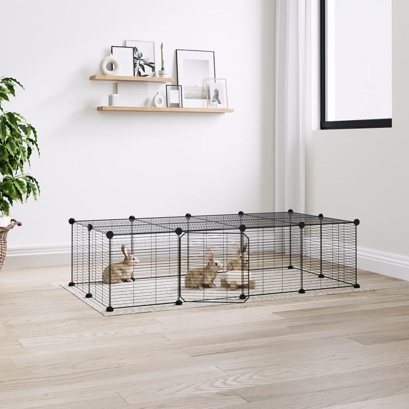 Petshop - Accesorii petshop - Culcusuri si custi - Custi interior si exterior - Cusca animale de companie cu usa 20 panouri negru 35x35 cm otel - Infinity.ro