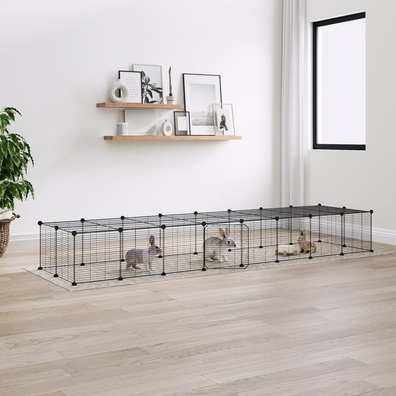 Petshop - Accesorii petshop - Culcusuri si custi - Custi interior si exterior - Cusca animale de companie cu usa 36 panouri negru 35x35 cm otel - Infinity.ro