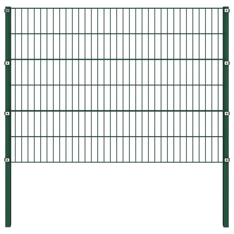 Casa si Gradina - Gradina si terasa - Garduri, panouri si accesorii - Panou de gard cu stalpi, verde, 3,4 m, fier - Infinity.ro