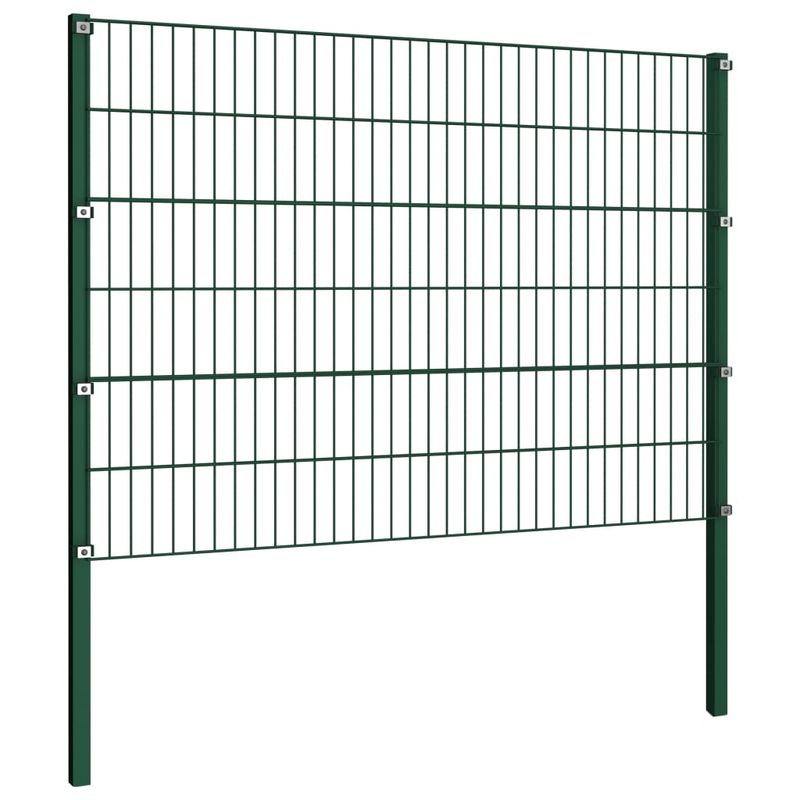 Casa si Gradina - Gradina si terasa - Garduri, panouri si accesorii - Panou de gard cu stalpi, verde, 3,4 m, fier - Infinity.ro