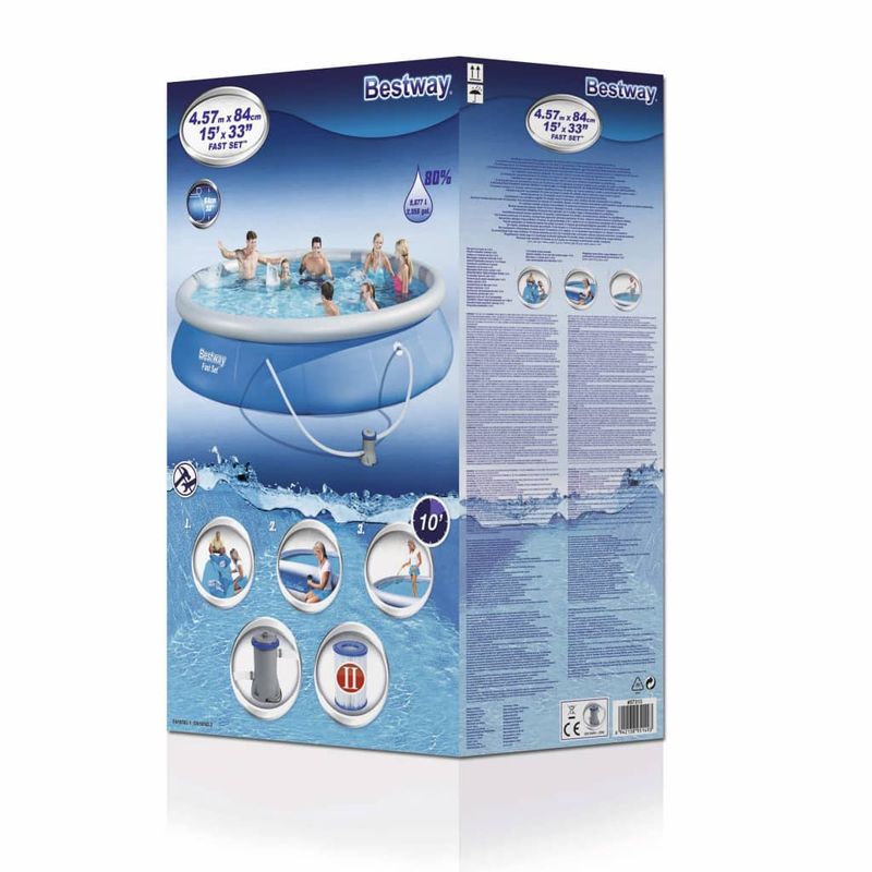 Casa si Gradina - Gradina si terasa - Piscine si accesorii - Piscine - Bestway Set piscina Fast Set, 457 x 84 cm, 57313 - Infinity.ro