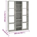 Casa si Gradina - Decoratiuni - Pereti despartitori si paravane - Separator camera/Biblioteca, gri beton, 100x24x140 cm, PAL - Infinity.ro