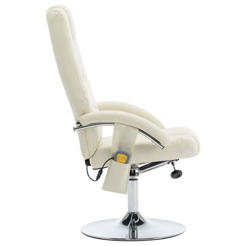 Ingrijire personala si Cosmetice - Sanatate si wellness - Articole wellness - Fotolii de masaj - Fotoliu de masaj rabatabil cu taburet, alb crem piele ecologica - Infinity.ro