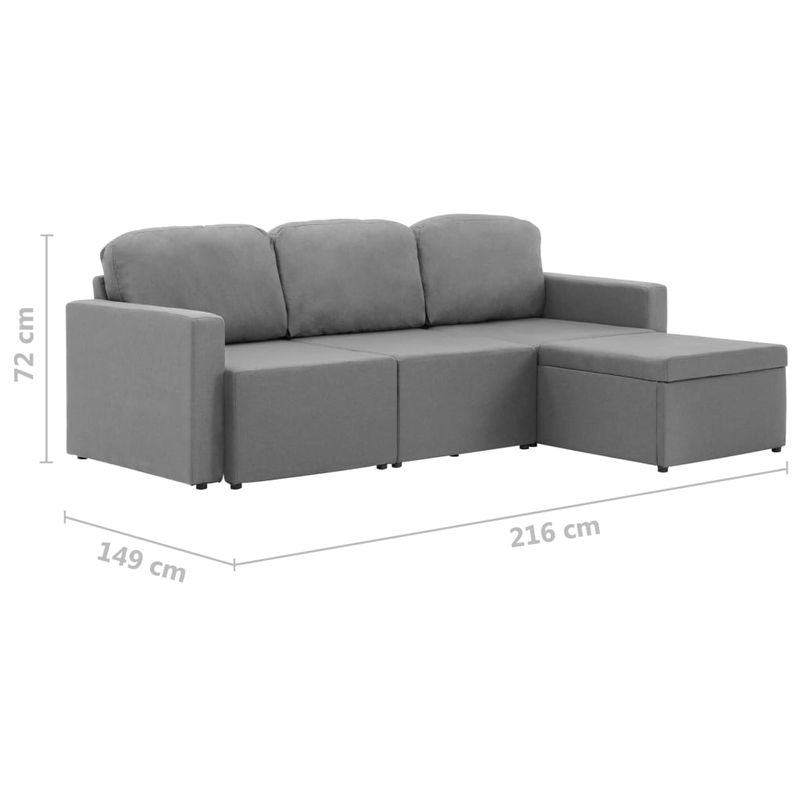 Casa si Gradina - Mobilier - Canapele si coltare - Canapele - Canapea extensibila modulara cu 3 locuri, gri deschis, textil - Infinity.ro