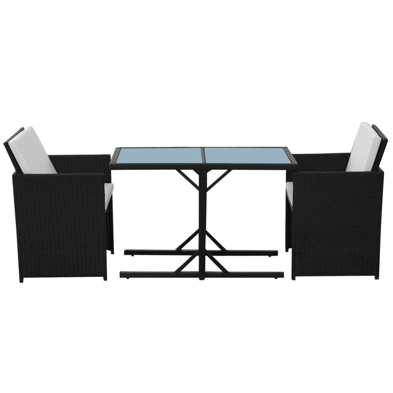 Casa si Gradina - Gradina si terasa - Mobilier exterior - Seturi mobila gradina - Set bistro cu perne, 3 piese, negru, poliratan - Infinity.ro