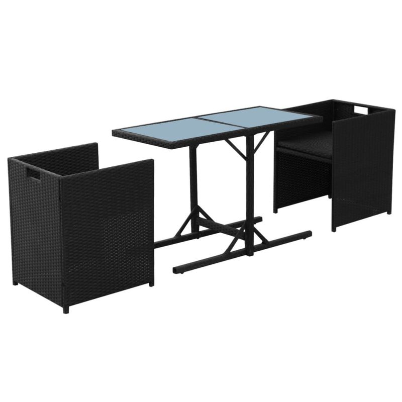 Casa si Gradina - Gradina si terasa - Mobilier exterior - Seturi mobila gradina - Set bistro cu perne, 3 piese, negru, poliratan - Infinity.ro
