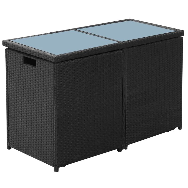 Casa si Gradina - Gradina si terasa - Mobilier exterior - Seturi mobila gradina - Set bistro cu perne, 3 piese, negru, poliratan - Infinity.ro