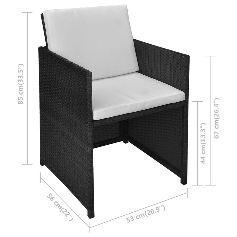 Casa si Gradina - Gradina si terasa - Mobilier exterior - Seturi mobila gradina - Set bistro cu perne, 3 piese, negru, poliratan - Infinity.ro