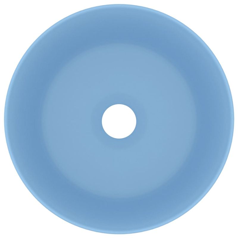 Casa si Gradina - Sanitare - Lavoar baie si accesorii - Lavoare si piedestale - Chiuveta de baie lux albastru deschis mat 40x15 cm ceramica rotund - Infinity.ro