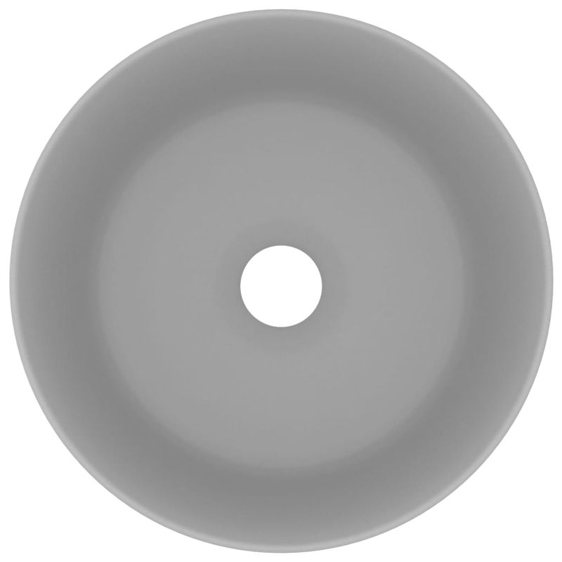 Casa si Gradina - Sanitare - Lavoar baie si accesorii - Lavoare si piedestale - Chiuveta de baie lux gri deschis mat 40x15 cm ceramica rotund - Infinity.ro