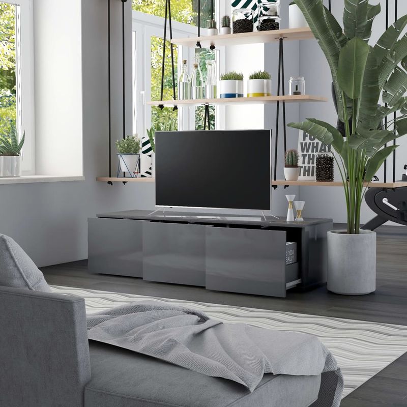 Casa si Gradina - Mobilier - Comode si corpuri - Comode - Comoda TV, gri extralucios, 120 x 34 x 30 cm, PAL - Infinity.ro