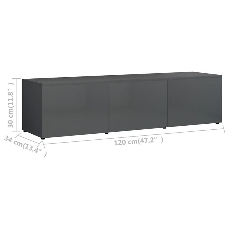 Casa si Gradina - Mobilier - Comode si corpuri - Comode - Comoda TV, gri extralucios, 120 x 34 x 30 cm, PAL - Infinity.ro