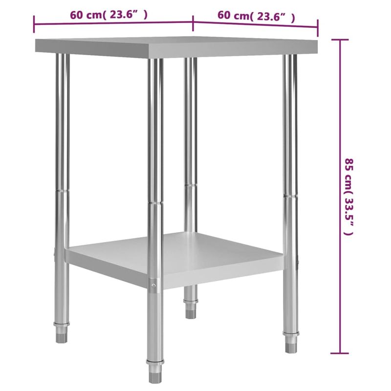 Casa si Gradina - Mobilier - Comode si corpuri - Corpuri bucatarie - Masa de lucru bucatarie, 60 x 60 x 85 cm, otel inoxidabil - Infinity.ro