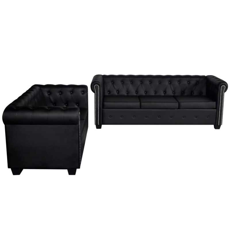 Casa si Gradina - Mobilier - Canapele si coltare - Canapele - Canapea Chesterfield cu 2 si 3 locuri, piele artificiala, negru - Infinity.ro