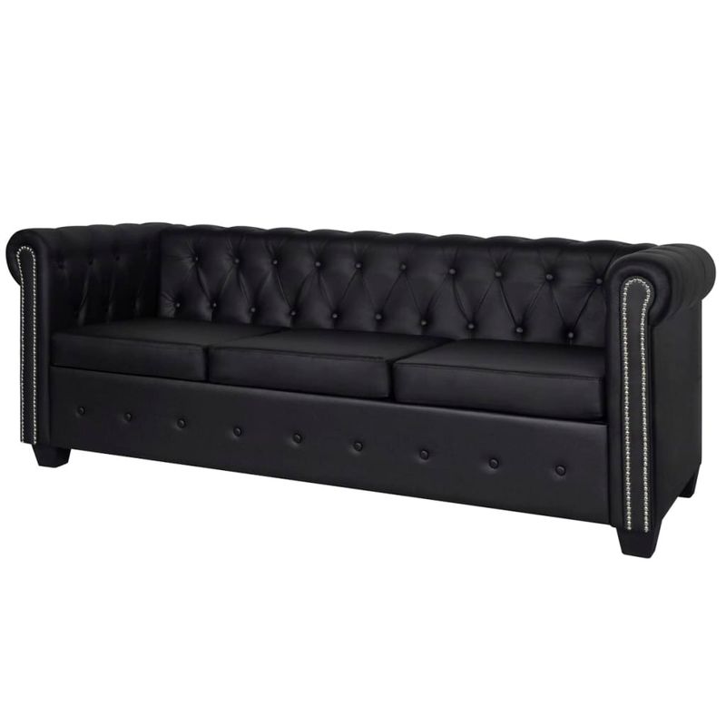 Casa si Gradina - Mobilier - Canapele si coltare - Canapele - Canapea Chesterfield cu 2 si 3 locuri, piele artificiala, negru - Infinity.ro