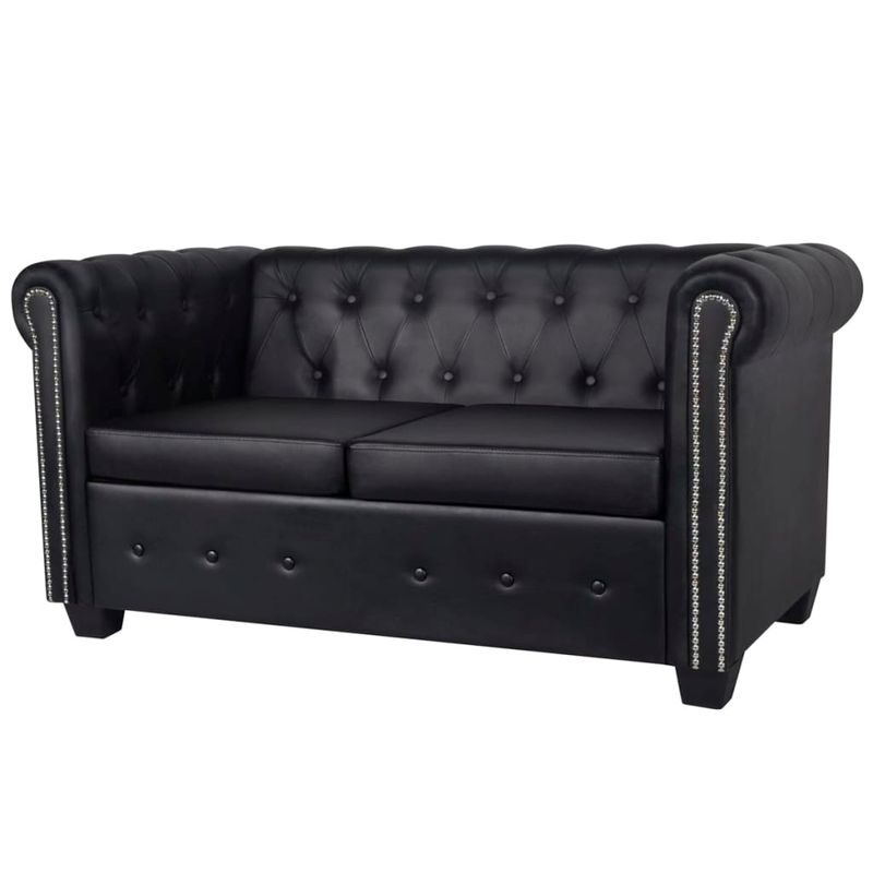 Casa si Gradina - Mobilier - Canapele si coltare - Canapele - Canapea Chesterfield cu 2 si 3 locuri, piele artificiala, negru - Infinity.ro