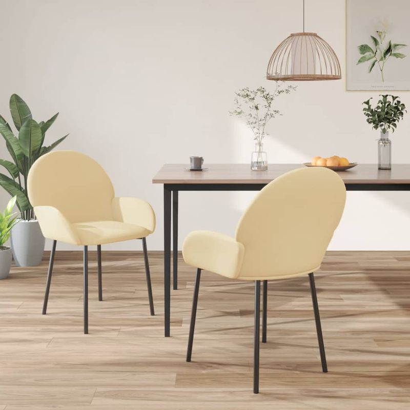 Casa si Gradina - Mobilier - Scaune si fotolii - Scaune - Scaune de bucatarie pivotante, 2 buc., crem, catifea - Infinity.ro