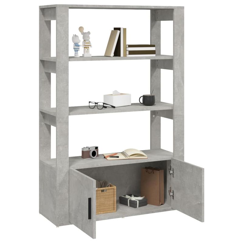 Casa si Gradina - Mobilier - Comode si corpuri - Comode - Servanta, gri beton, 80x30x119,5 cm, lemn prelucrat - Infinity.ro