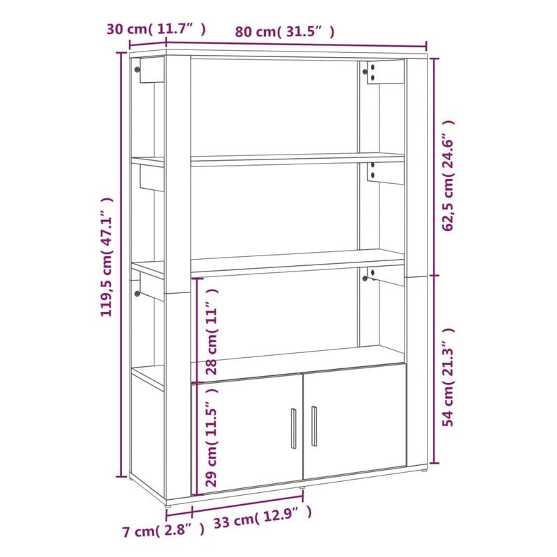 Casa si Gradina - Mobilier - Comode si corpuri - Comode - Servanta, gri beton, 80x30x119,5 cm, lemn prelucrat - Infinity.ro