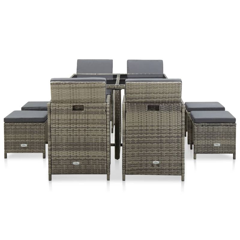 Casa si Gradina - Gradina si terasa - Mobilier exterior - Seturi mobila gradina - Set mobilier de exterior cu perne, 9 piese, gri, poliratan - Infinity.ro