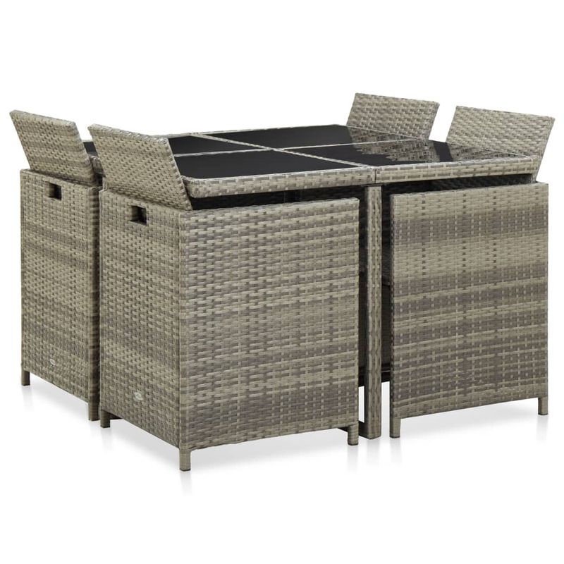 Casa si Gradina - Gradina si terasa - Mobilier exterior - Seturi mobila gradina - Set mobilier de exterior cu perne, 9 piese, gri, poliratan - Infinity.ro