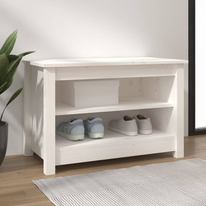 Casa si Gradina - Mobilier - Organizare si depozitare - Organizator incaltaminte - Banca pentru pantofi, alb, 70x38x45,5 cm, lemn masiv de pin - Infinity.ro