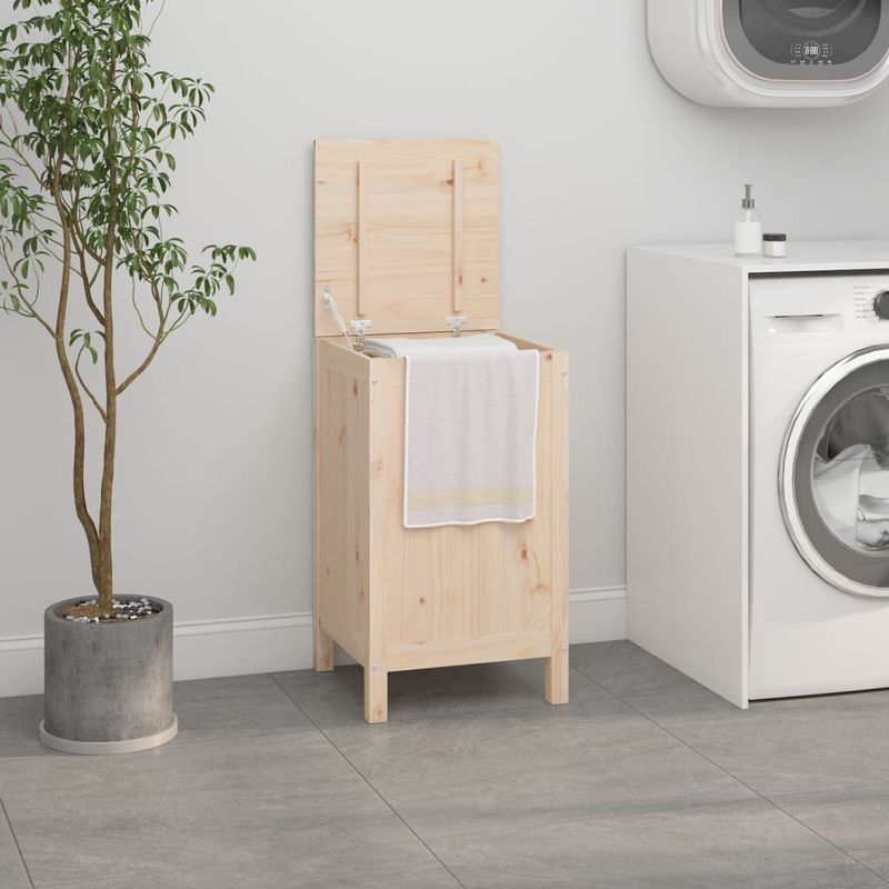 Market - Spalare si intretinere rufe - Uscatoare de rufe si accesorii - Cutie de rufe, 44x44x76 cm, lemn masiv de pin - Infinity.ro
